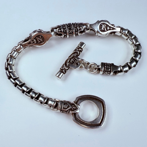 NightRider Royal Mortem Skull Sterling Silver Chrome 925 Hearts Bracelet - Picture 2 of 11